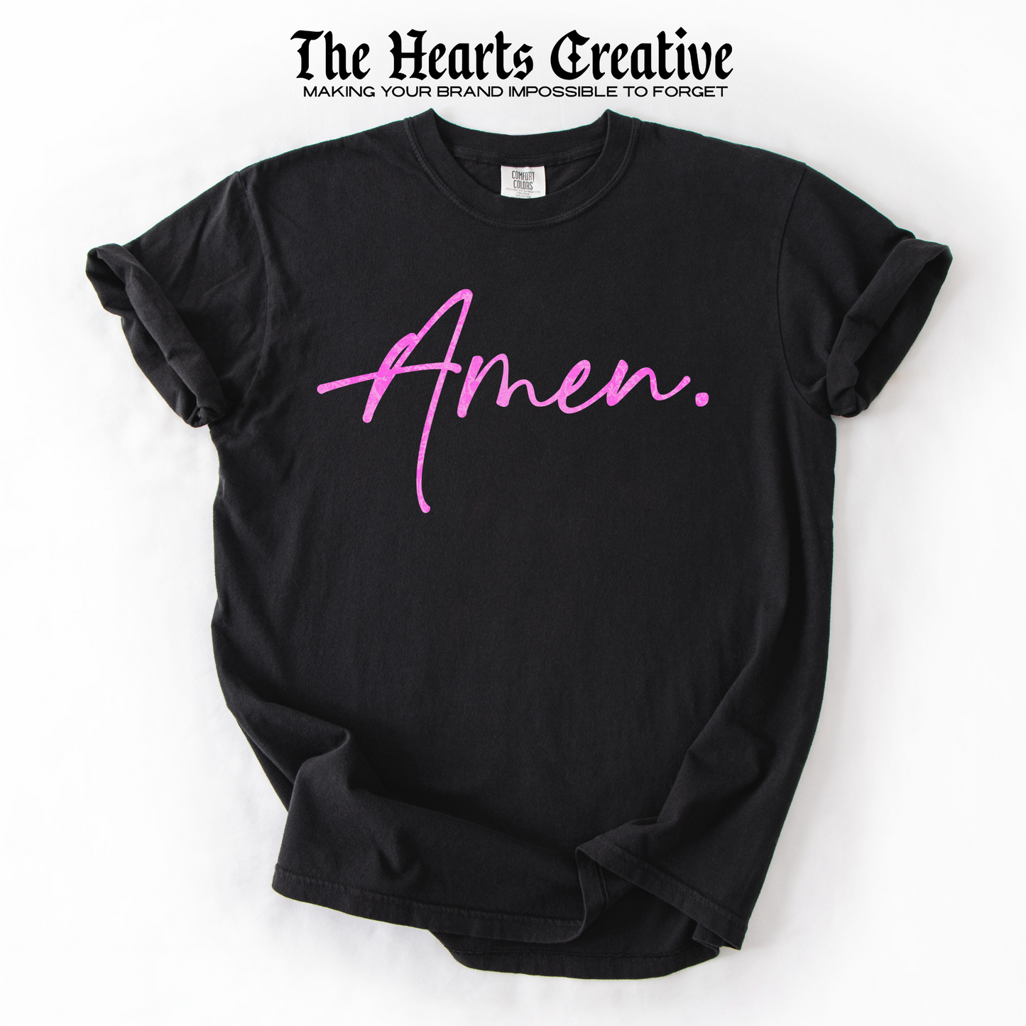 Amen – Shirt Design Download (Pink Lace Texture Script)