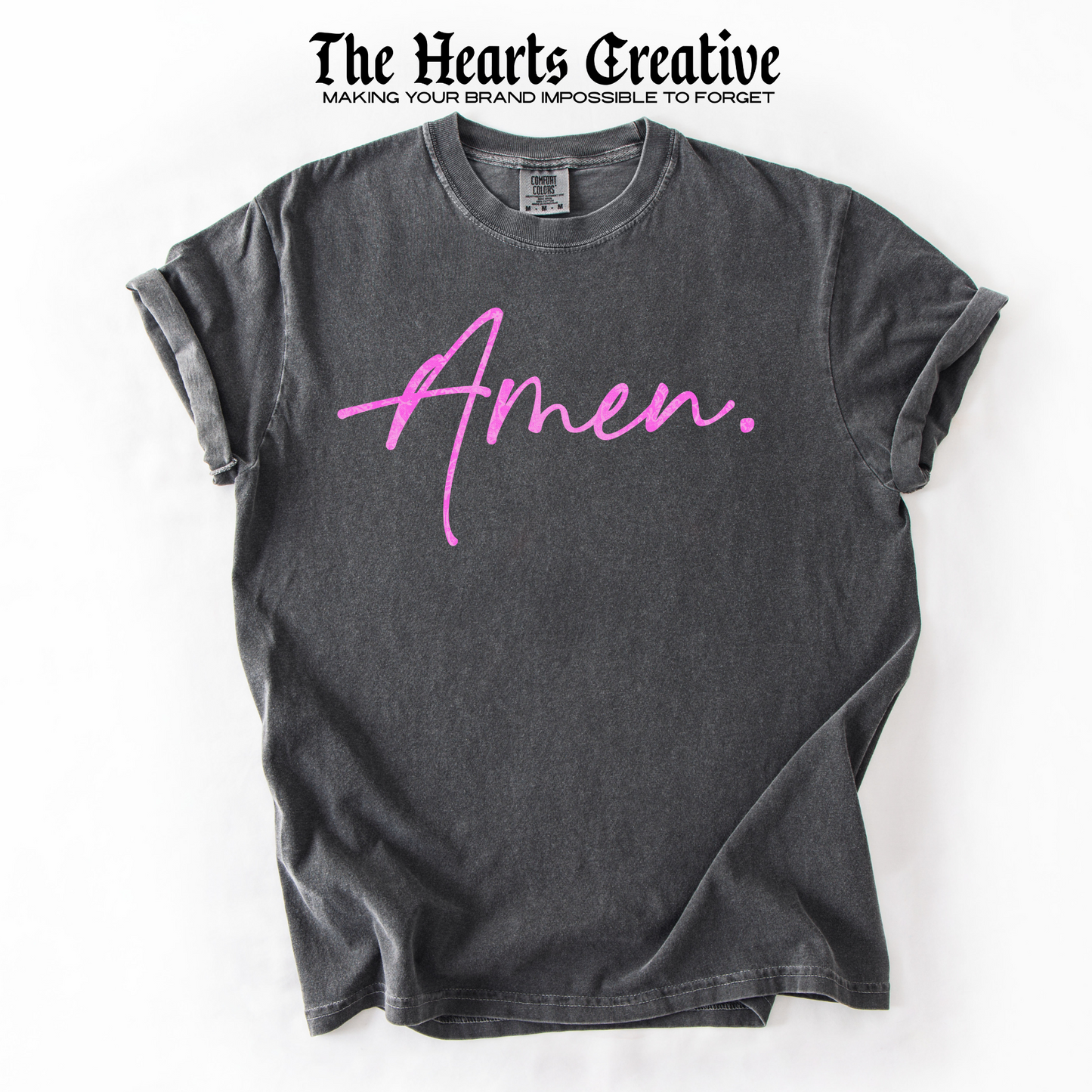 Amen – Shirt Design Download (Pink Lace Texture Script)
