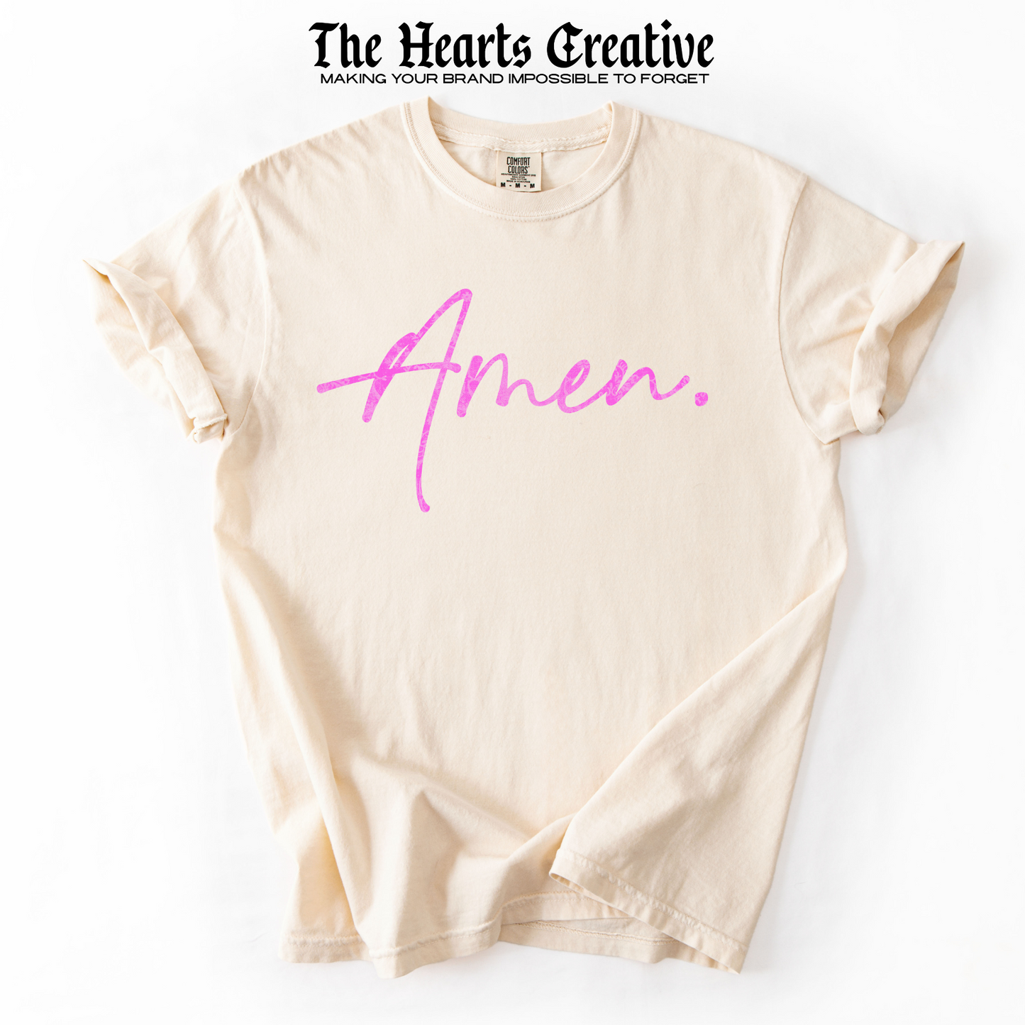 Amen – Shirt Design Download (Pink Lace Texture Script)