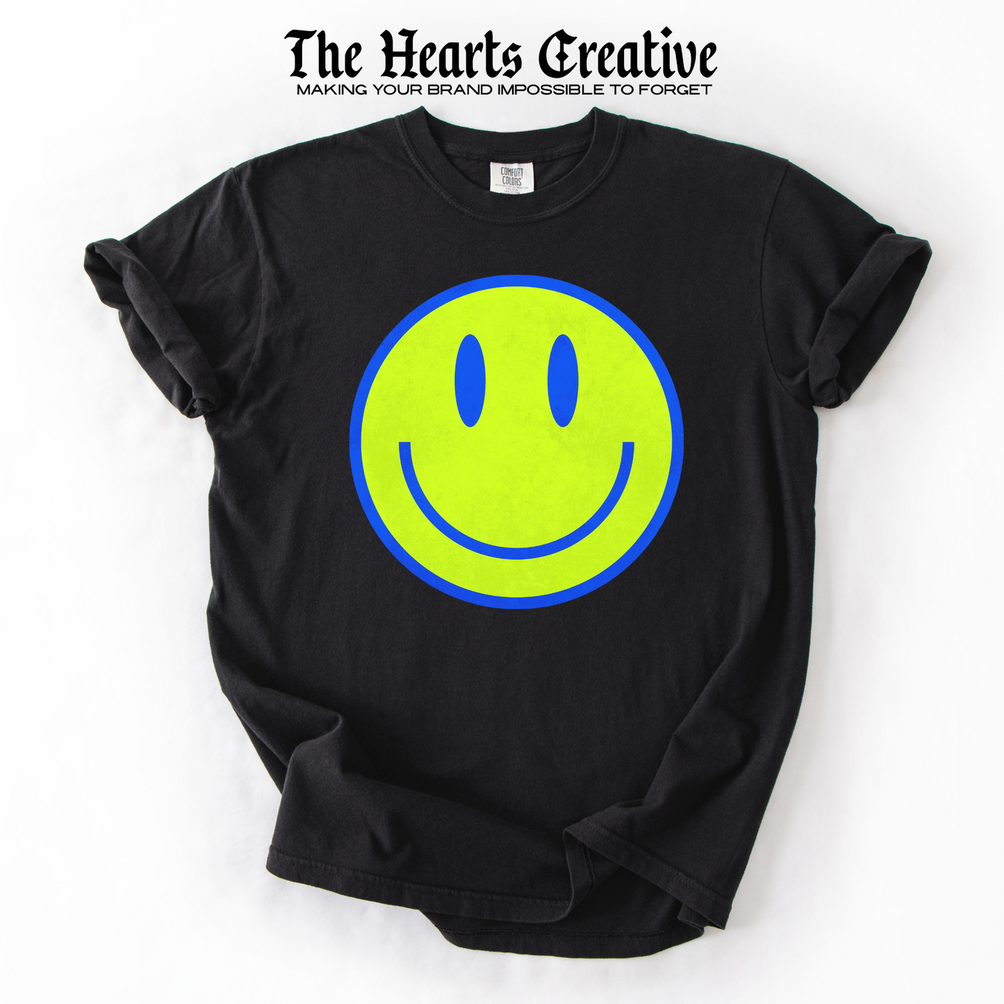 Distressed Smiley – Shirt Design Download (Neon Yellow & Blue)