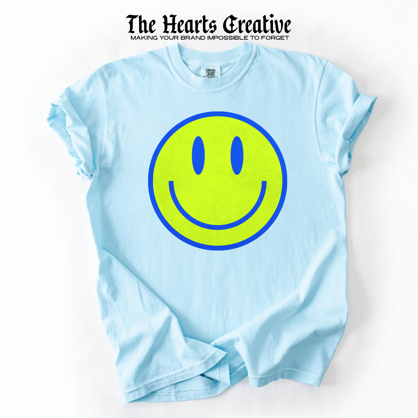 Distressed Smiley – Shirt Design Download (Neon Yellow & Blue)