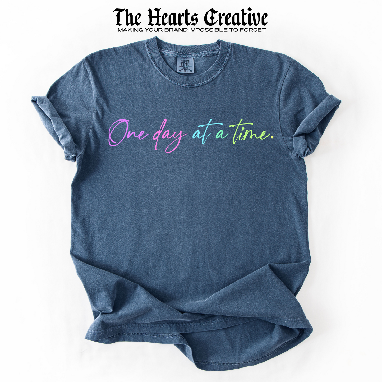 One Day at a Time – Shirt Design Download (Rainbow Pastel Script)