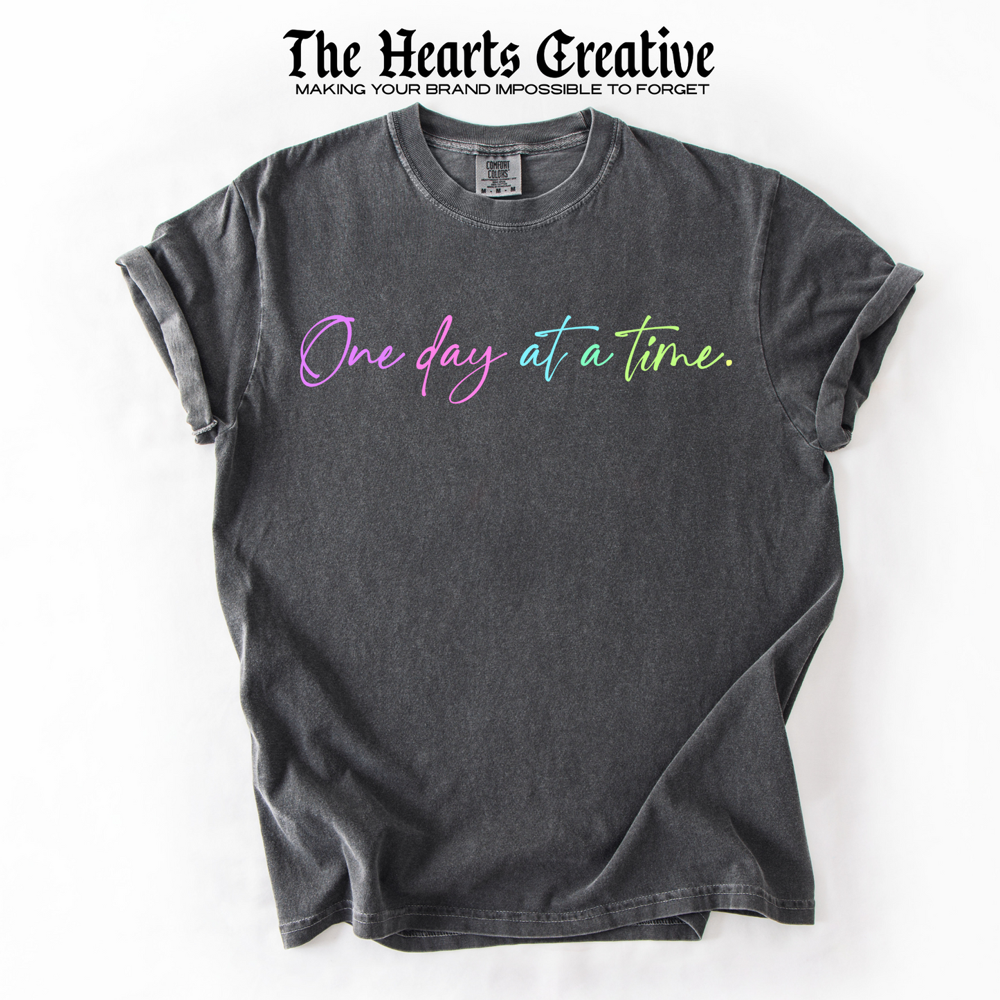 One Day at a Time – Shirt Design Download (Rainbow Pastel Script)