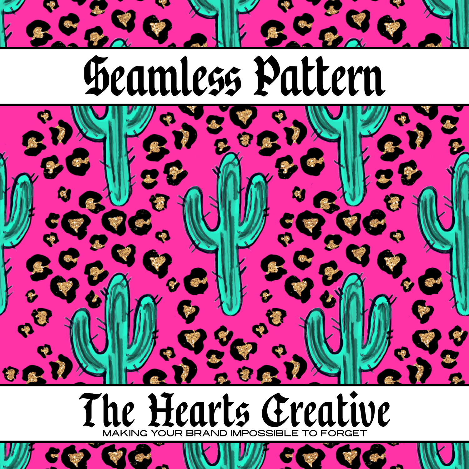 Cactus seamless patterns with Western and desert-inspired designs for bows, fabric, and handmade goods by The Hearts Creative