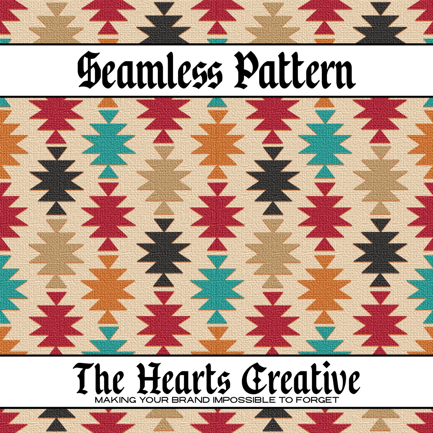 Aztec seamless patterns with Western and boho designs for fabric printing, bows, and handmade goods by The Hearts Creative