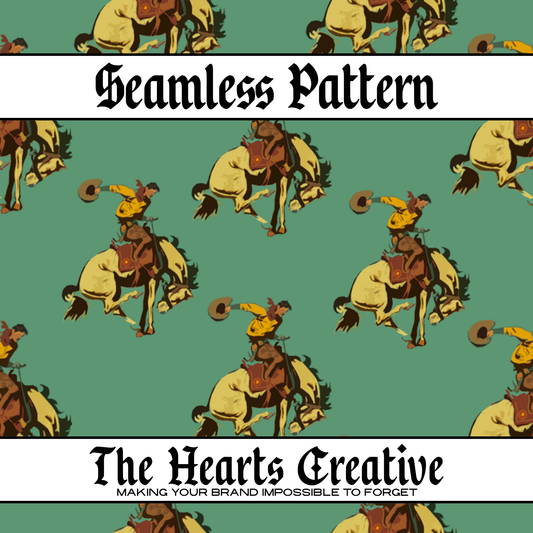 Teal Yellow Cowboys Seamless Pattern