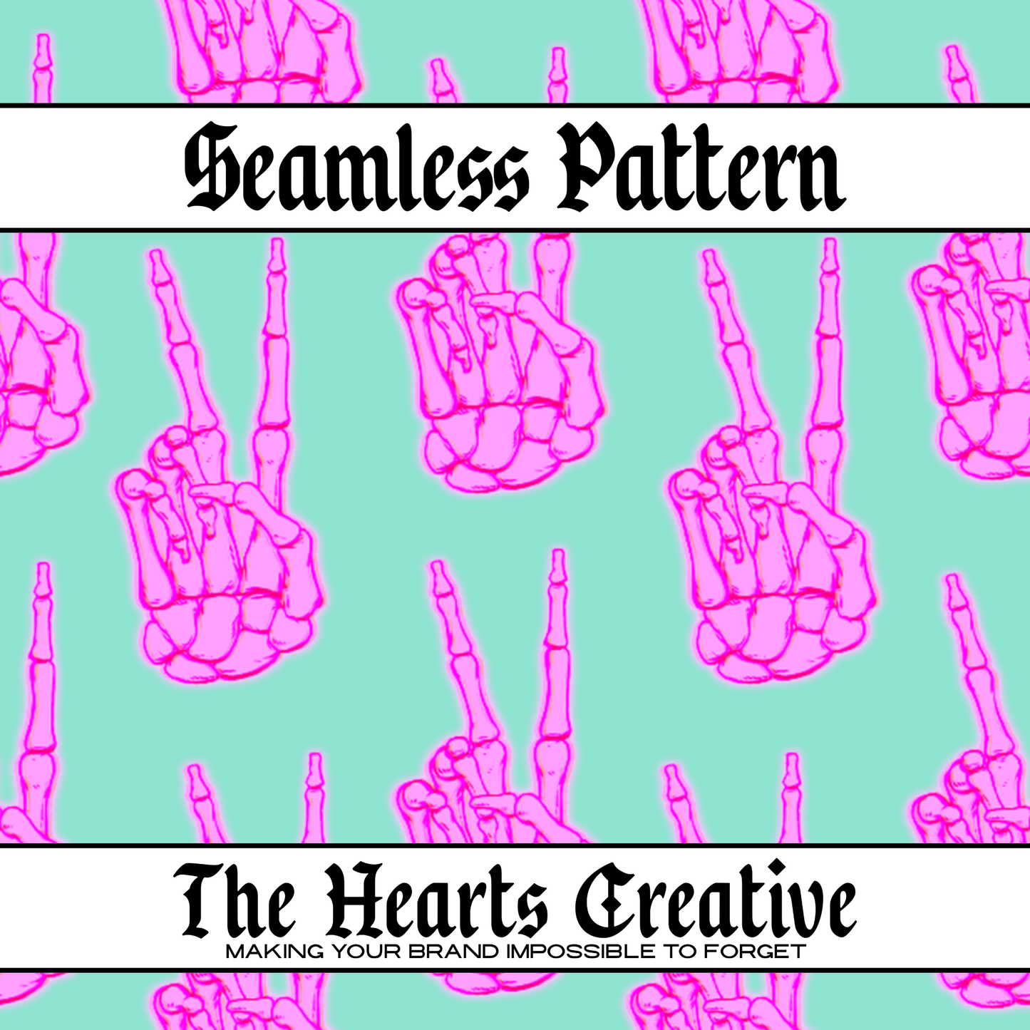 Skeleton Peace Sign Seamless Pattern