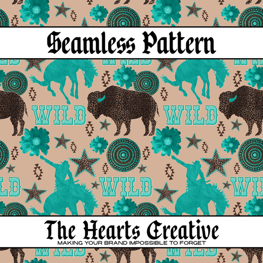 Leopard Turquoise Buffalo Seamless Pattern