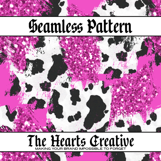 Dark Pink Glitter Cow Seamless Pattern