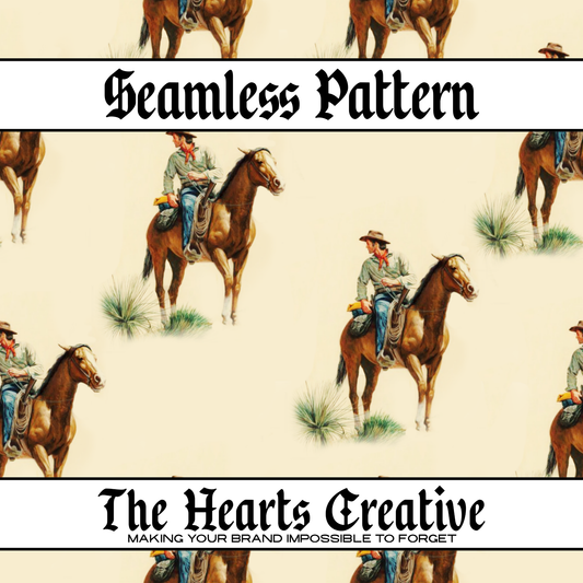 Vintage Cowboy Horse Seamless Pattern