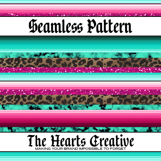 Turquoise Leopard Serape Seamless Pattern