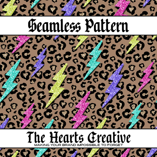 Leopard Neon Glitter Bolts Seamless Pattern