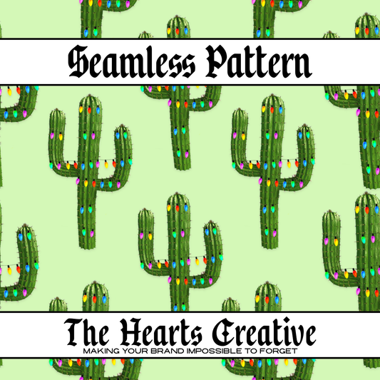 Christmas Cactus Green Seamless Pattern