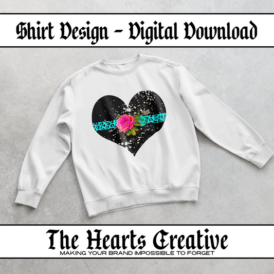 Black Floral Heart - Shirt Design - Digital Download