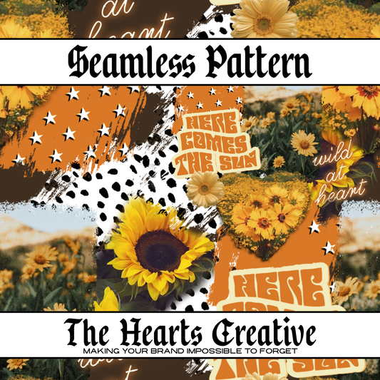 Sunflower Collage Seamless Pattern