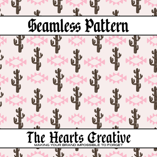 Pink Aztec Cactus Seamless Pattern