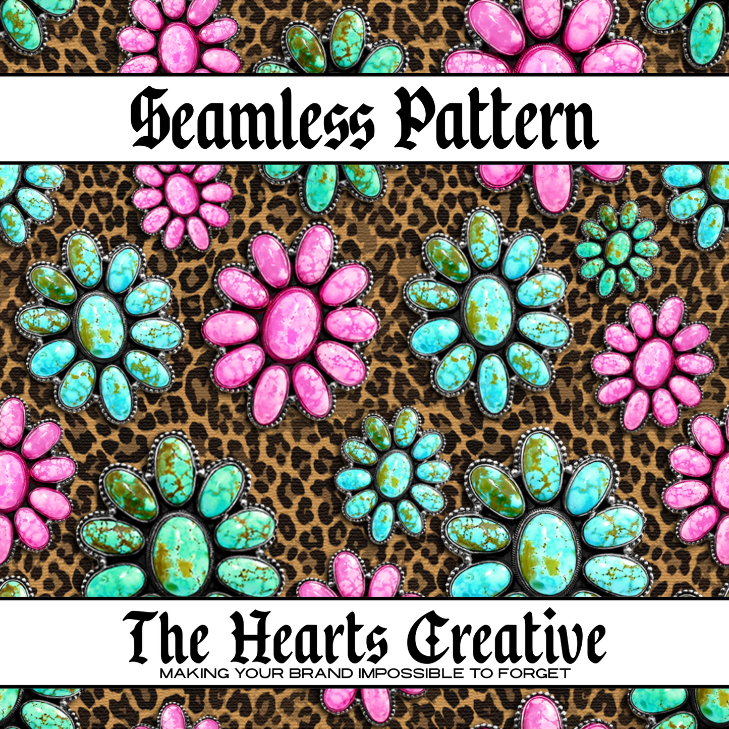 Turquoise Stones Leopard Seamless Pattern