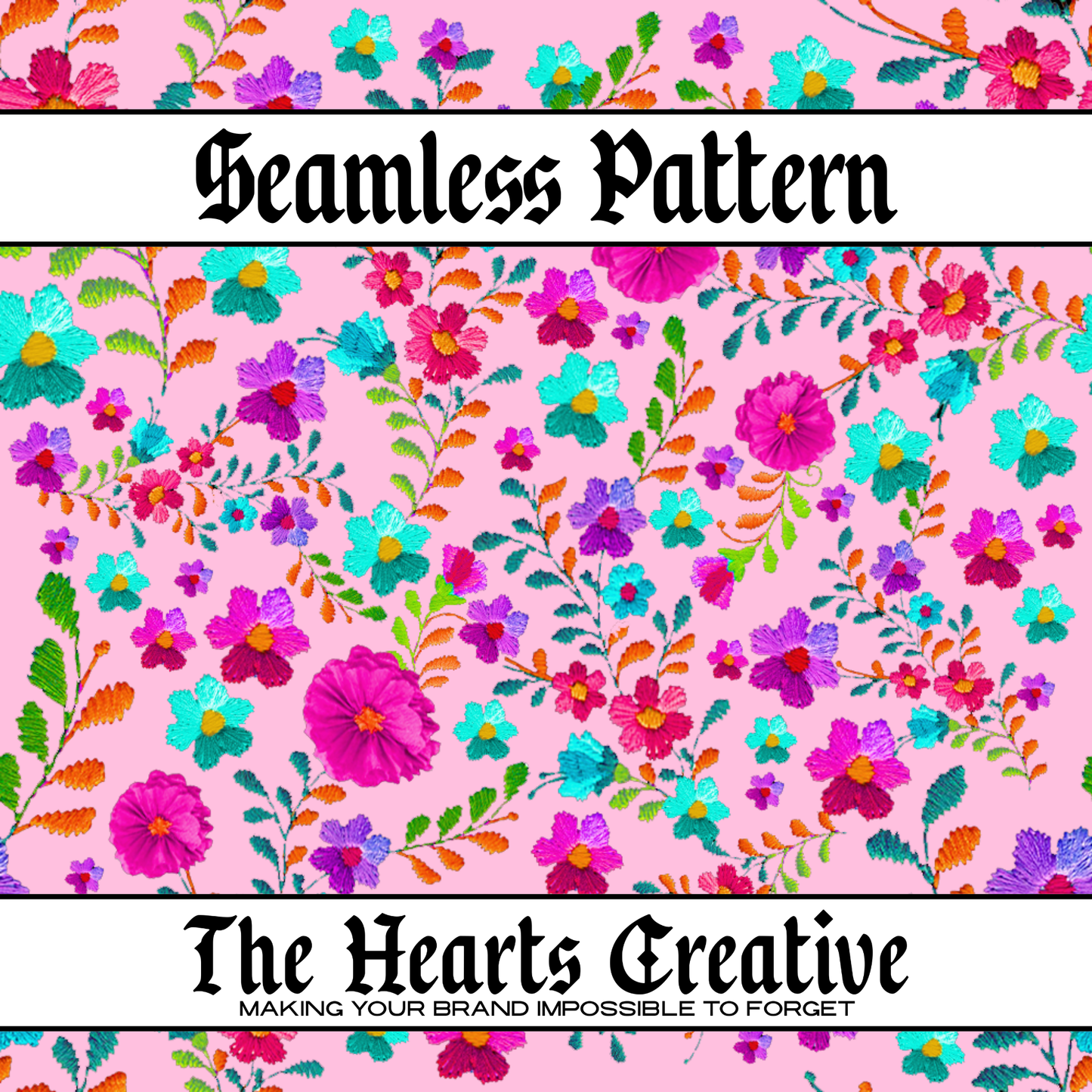 Floral Stitching Pink Seamless Pattern