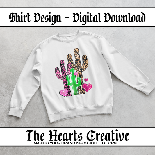 Leopard Neon Cactus - Shirt Design - Digital Download