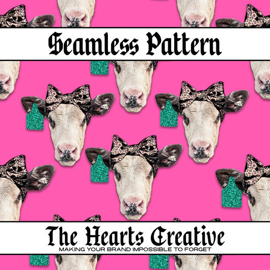 Pink Fancy Cow Seamless Pattern