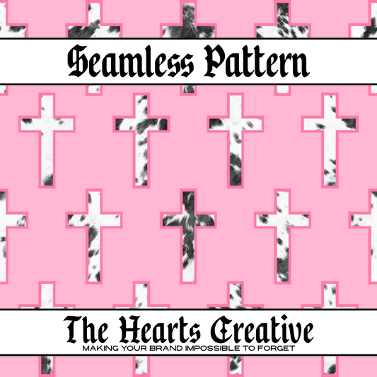 Pink Cowhide Cross Seamless Pattern