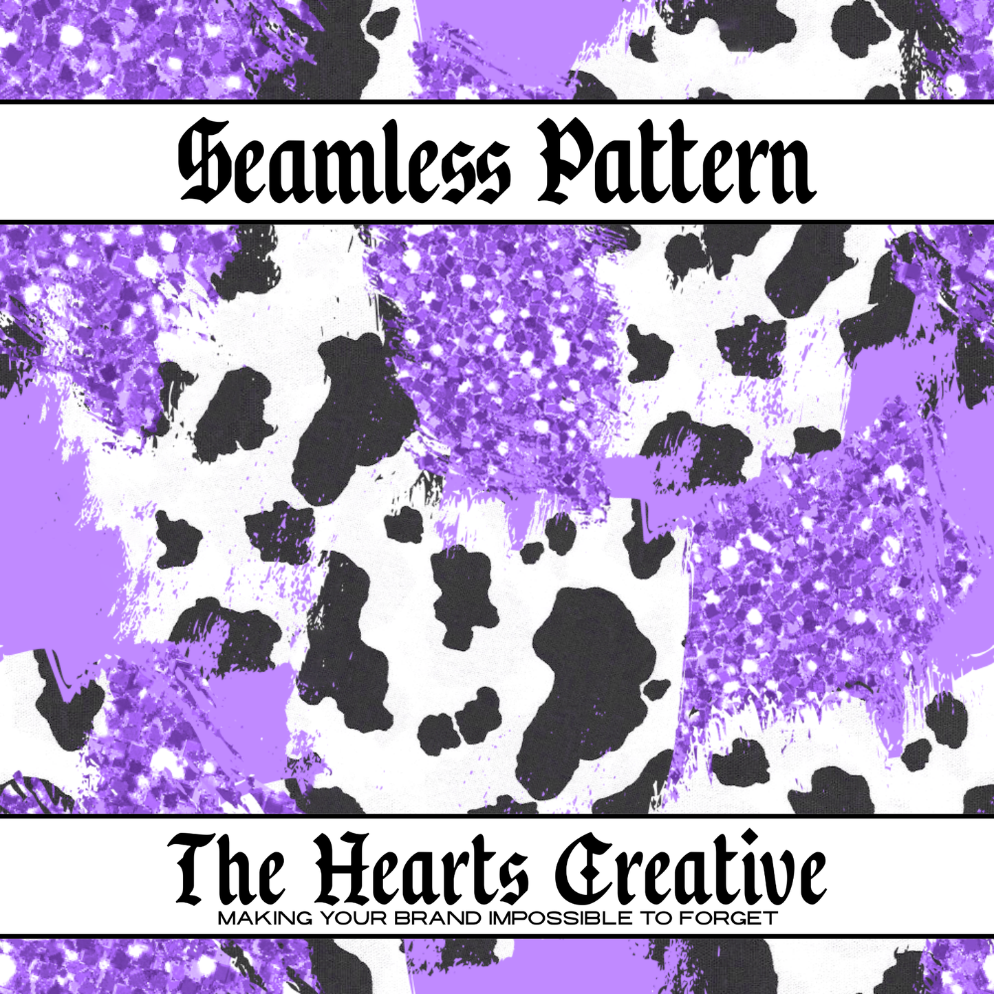 Purple Glitter Cow Seamless Pattern