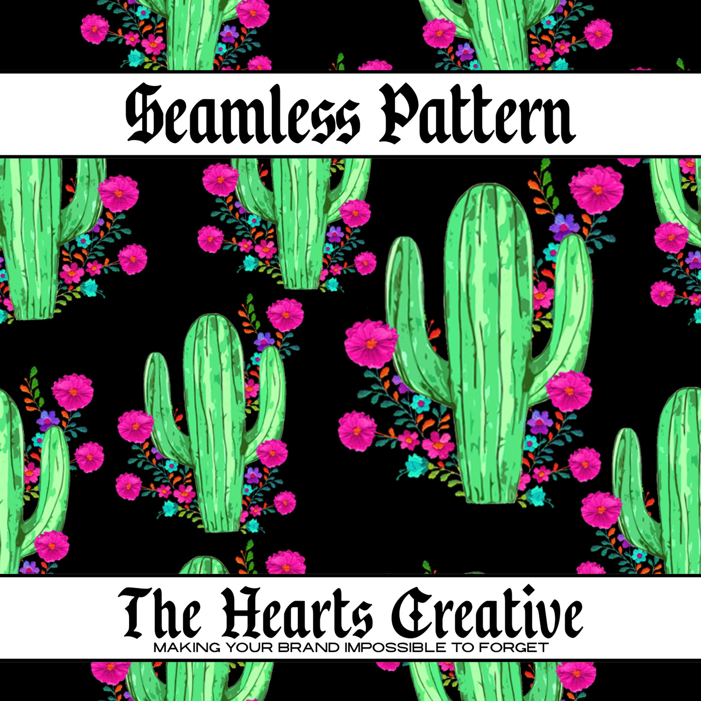 Floral Cactus Seamless Pattern