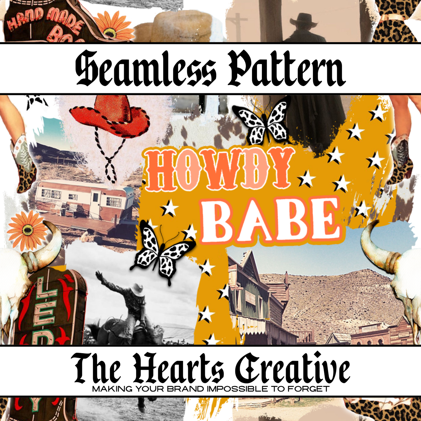 Howdy Babe Collage Seamless Pattern