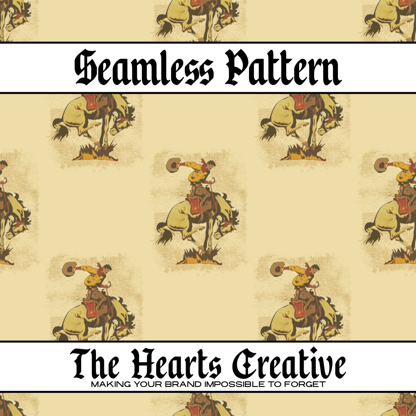 Vintage Bucking Horse Seamless Pattern