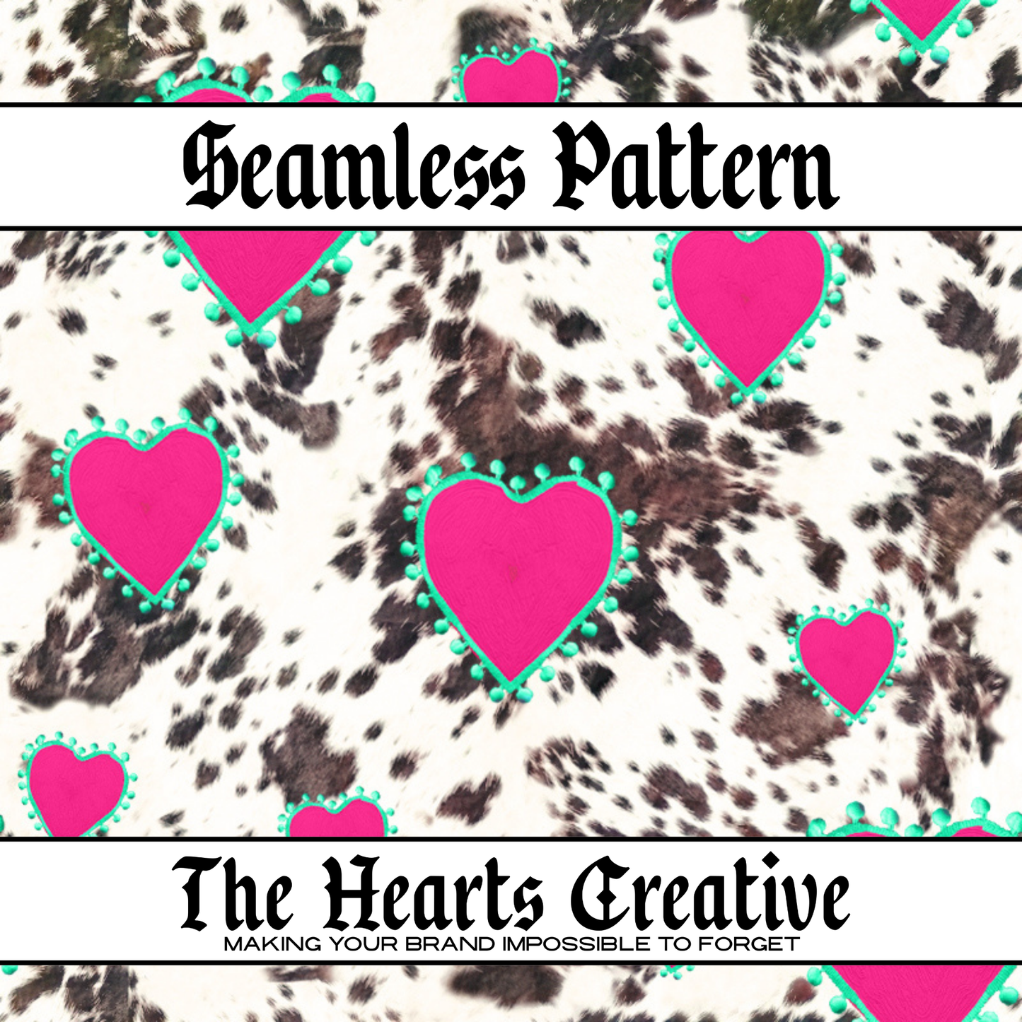 Cowhide Pink Hearts Seamless Pattern