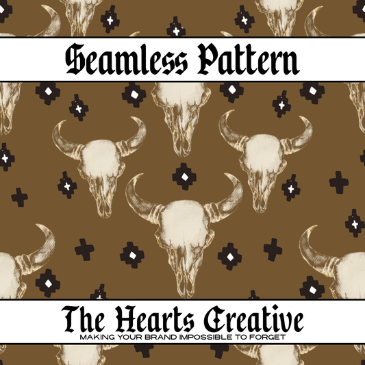 Aztec Skulls Brown Seamless Pattern