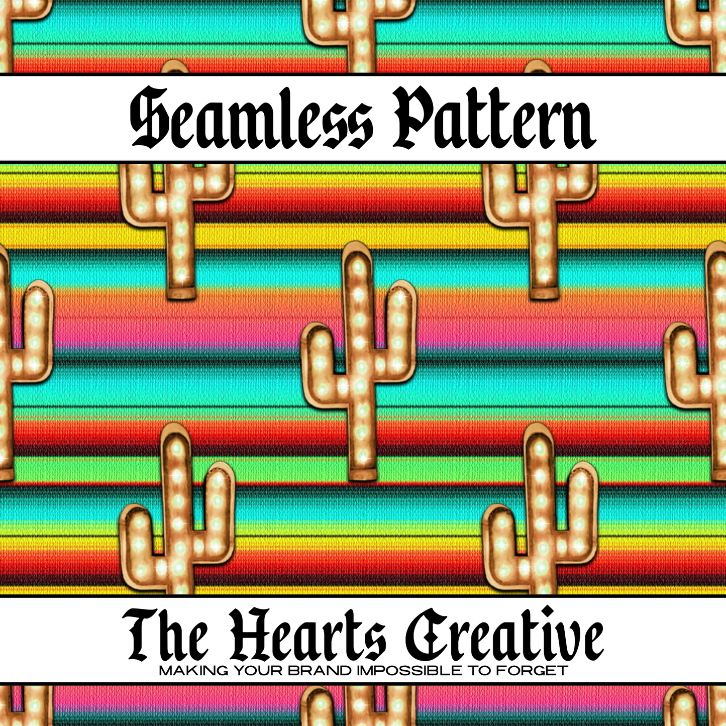 Serape Cactus Stripe Seamless Pattern