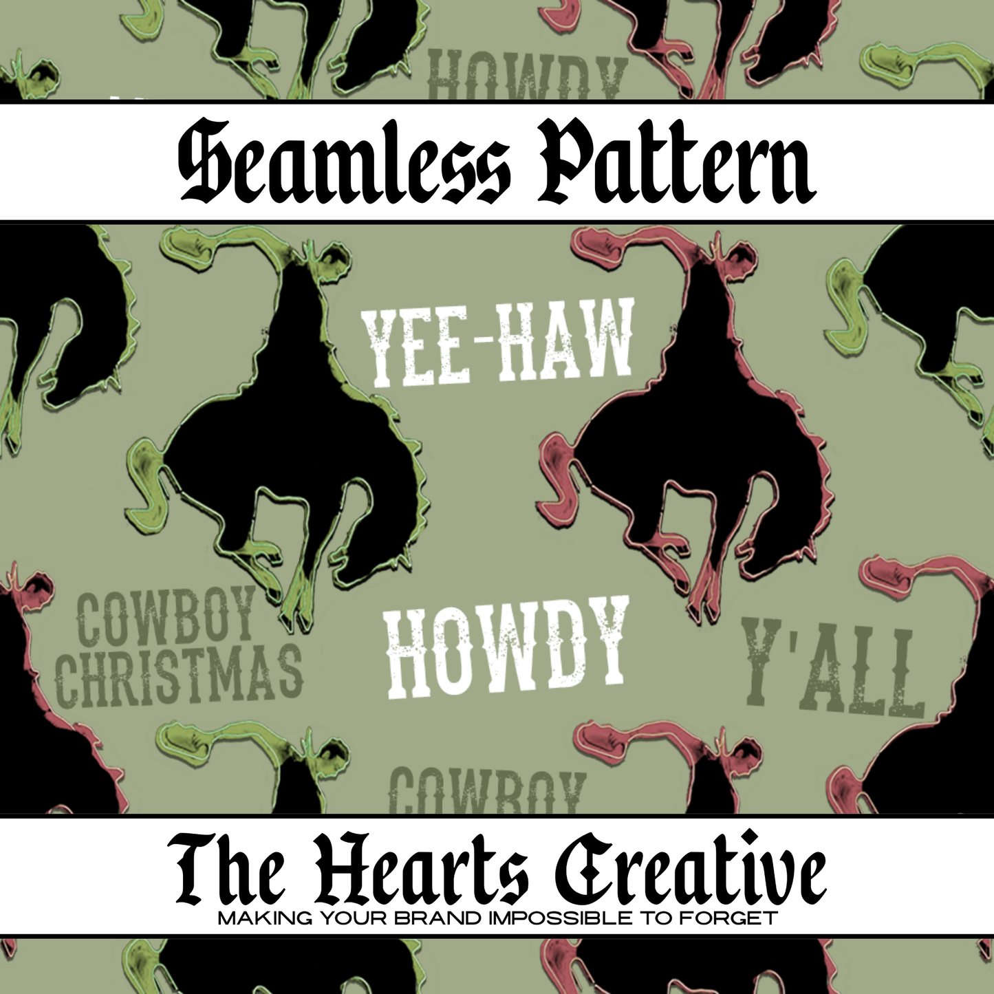 Christmas Cowboy Seamless Pattern