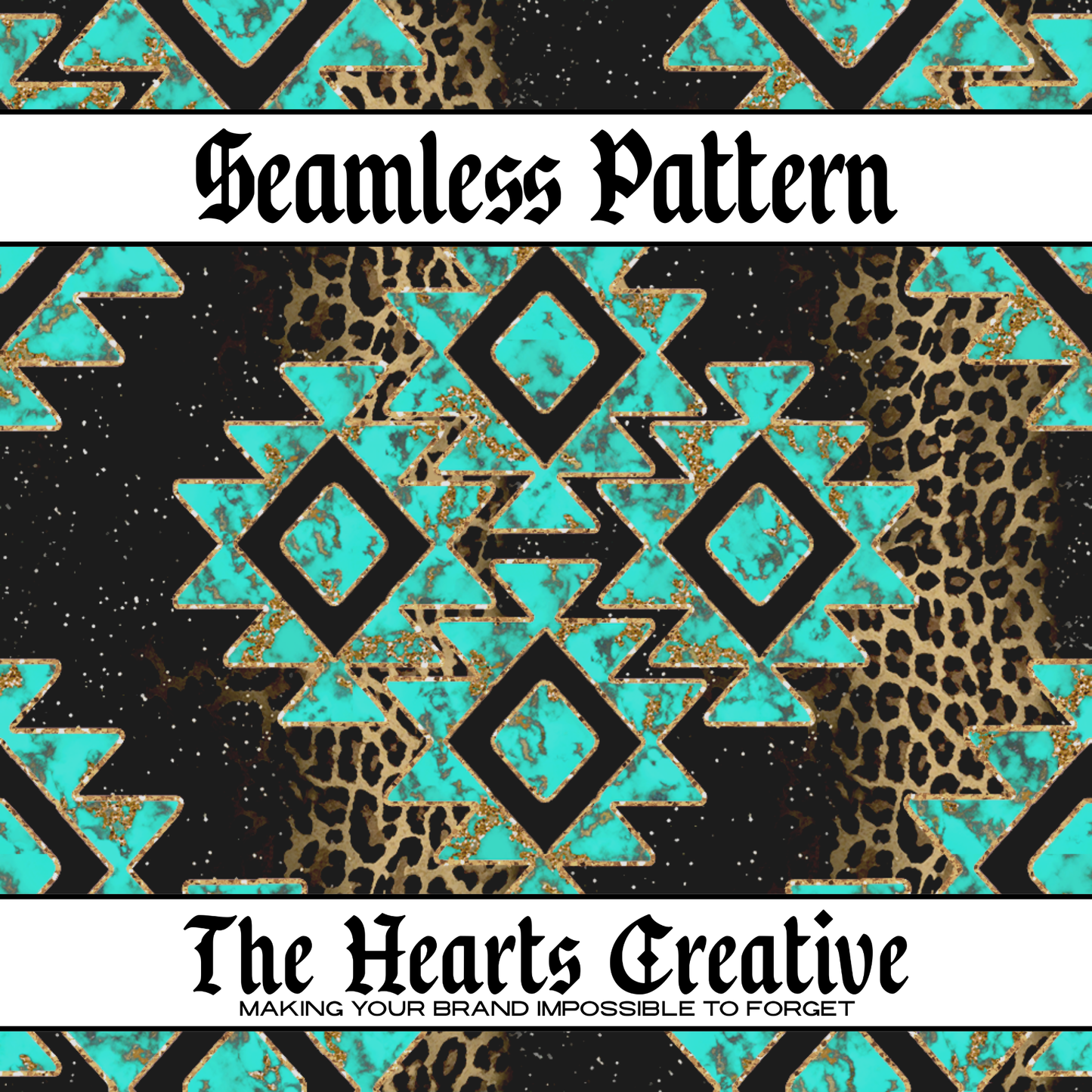 Turquoise Leopard Aztec Seamless Pattern