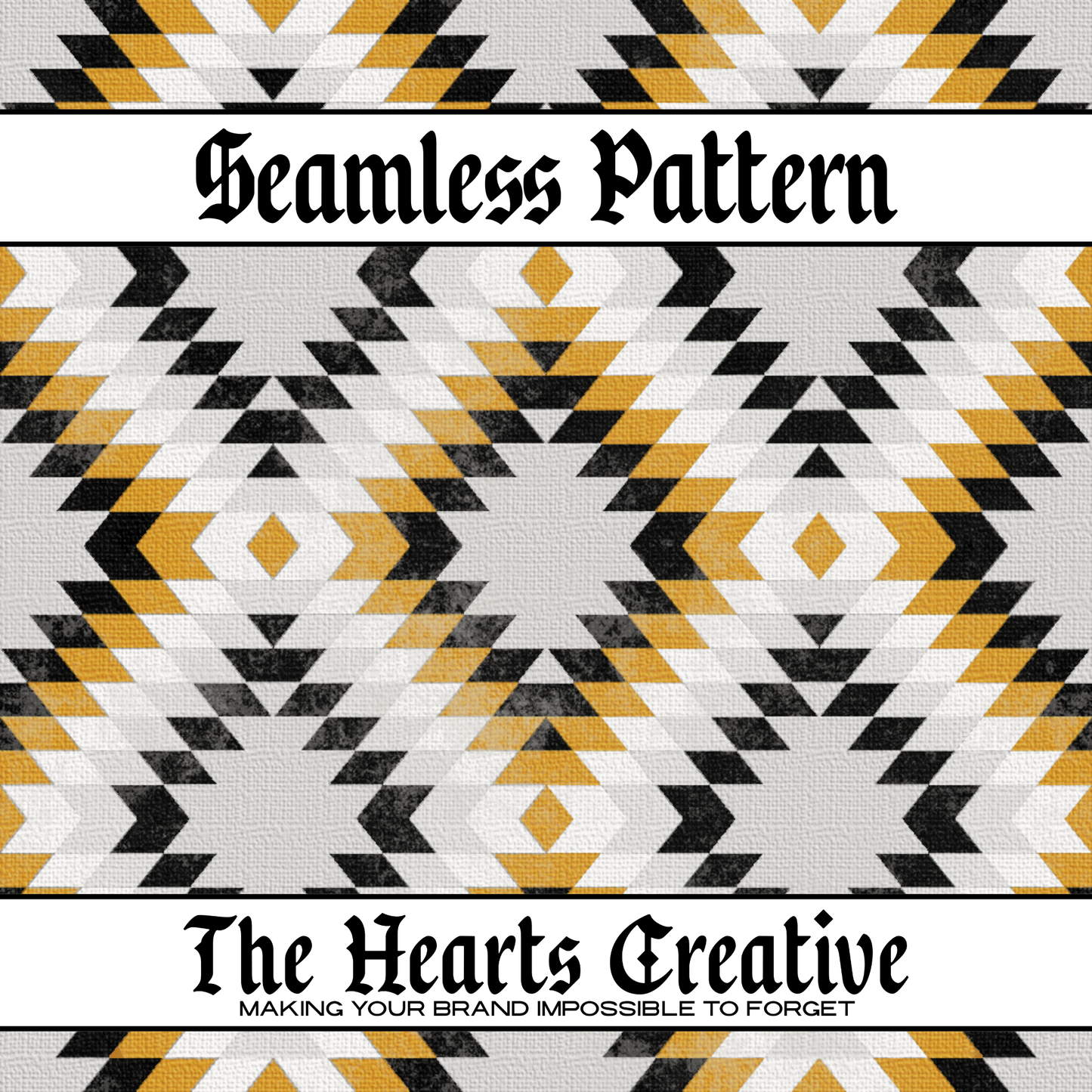 Yellow & Black Textured Aztec Seamless Pattern