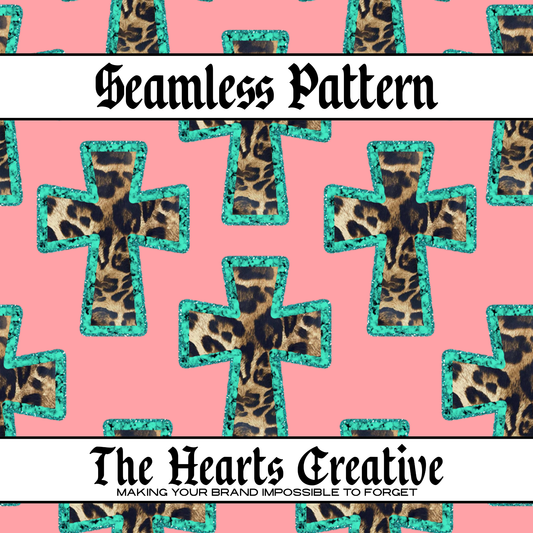 Pink Leopard Cross Seamless Pattern