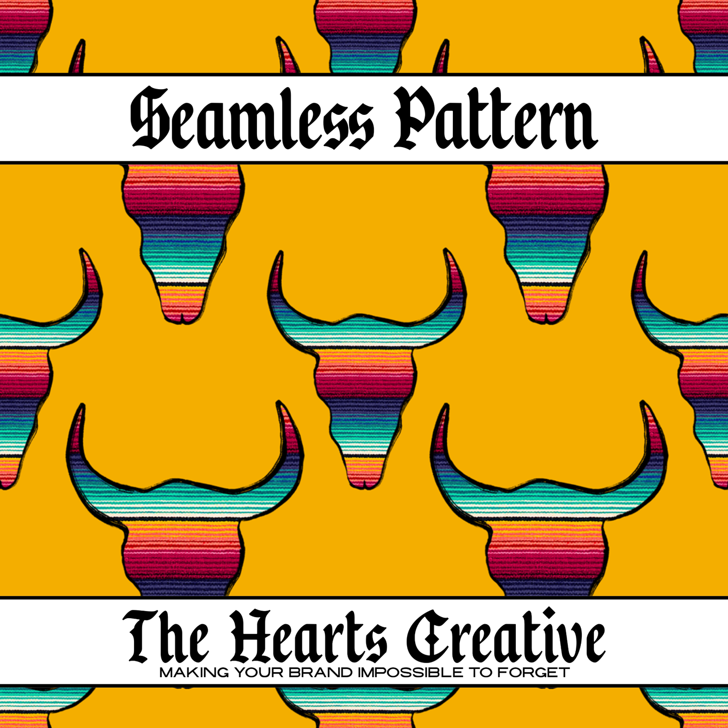 Yellow Serape Skull Seamless Pattern