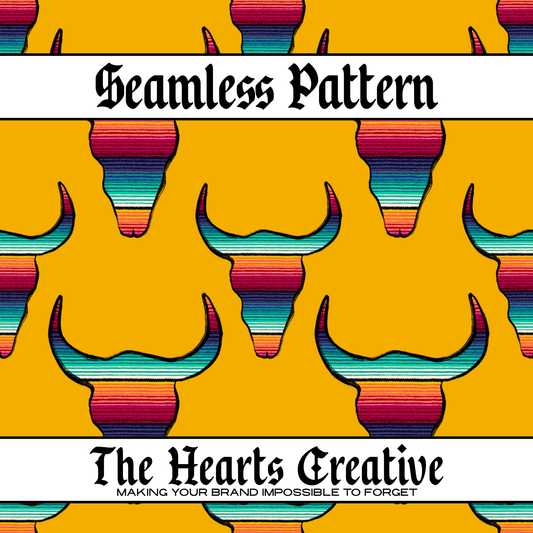 Yellow Serape Skull Seamless Pattern