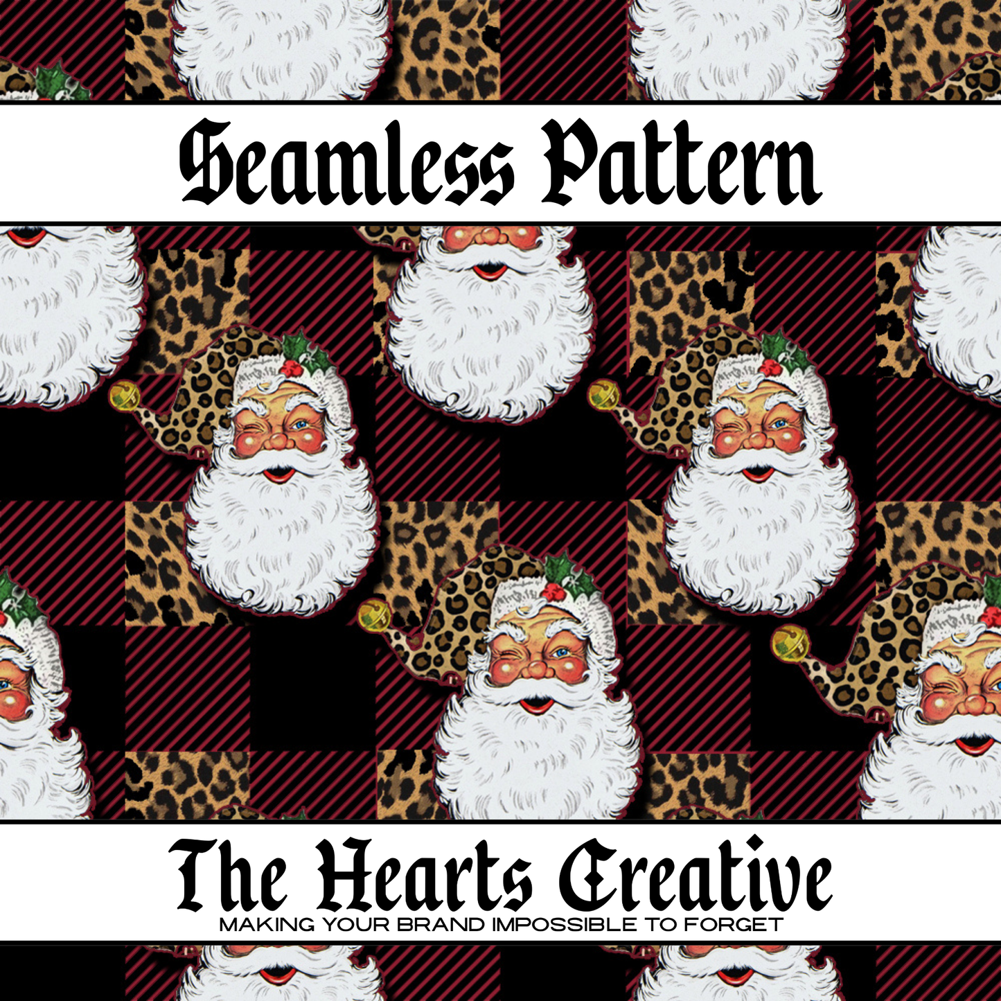 Plaid Leopard Santa Seamless Pattern