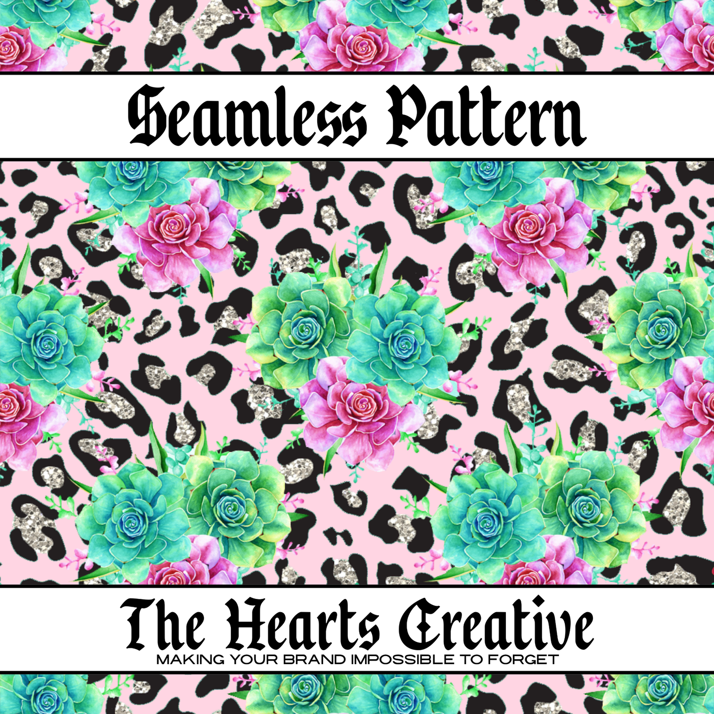 Pink Leopard Succulent Seamless Pattern