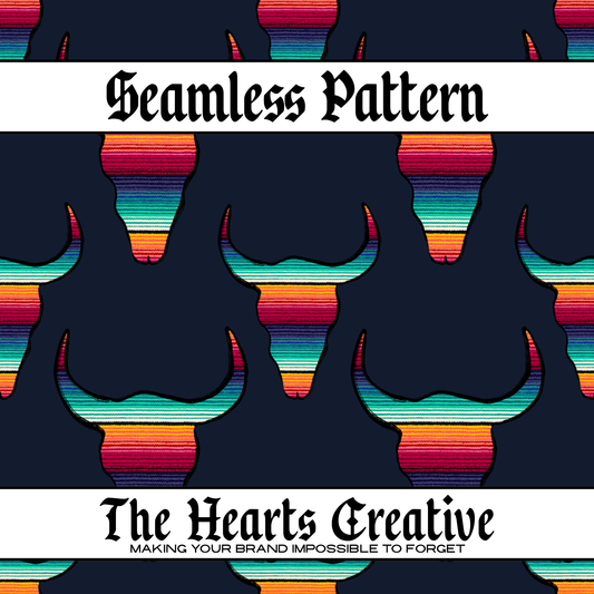 Navy Serape Skull Seamless Pattern