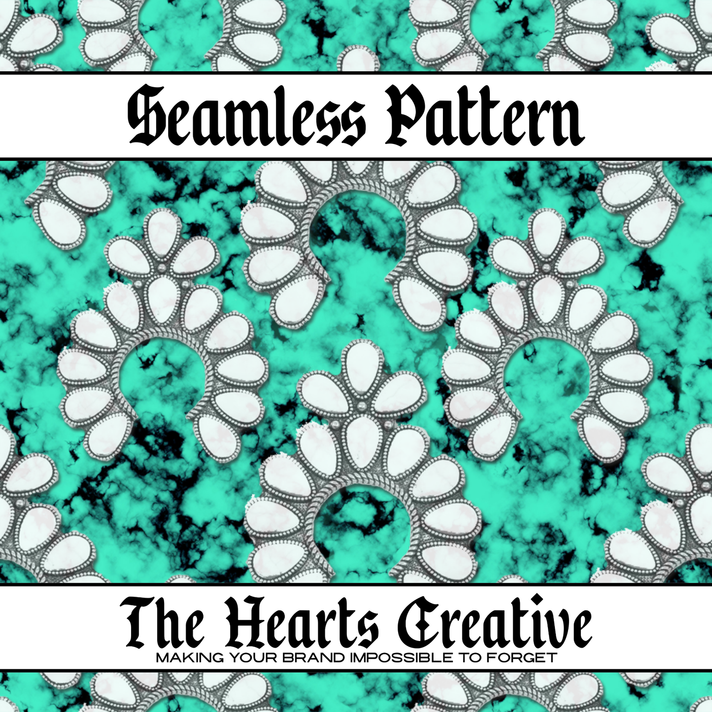 White Stones Turquoise Seamless Pattern