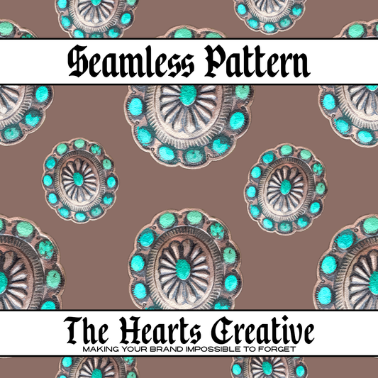 Brown & Turquoise Concho Seamless Pattern