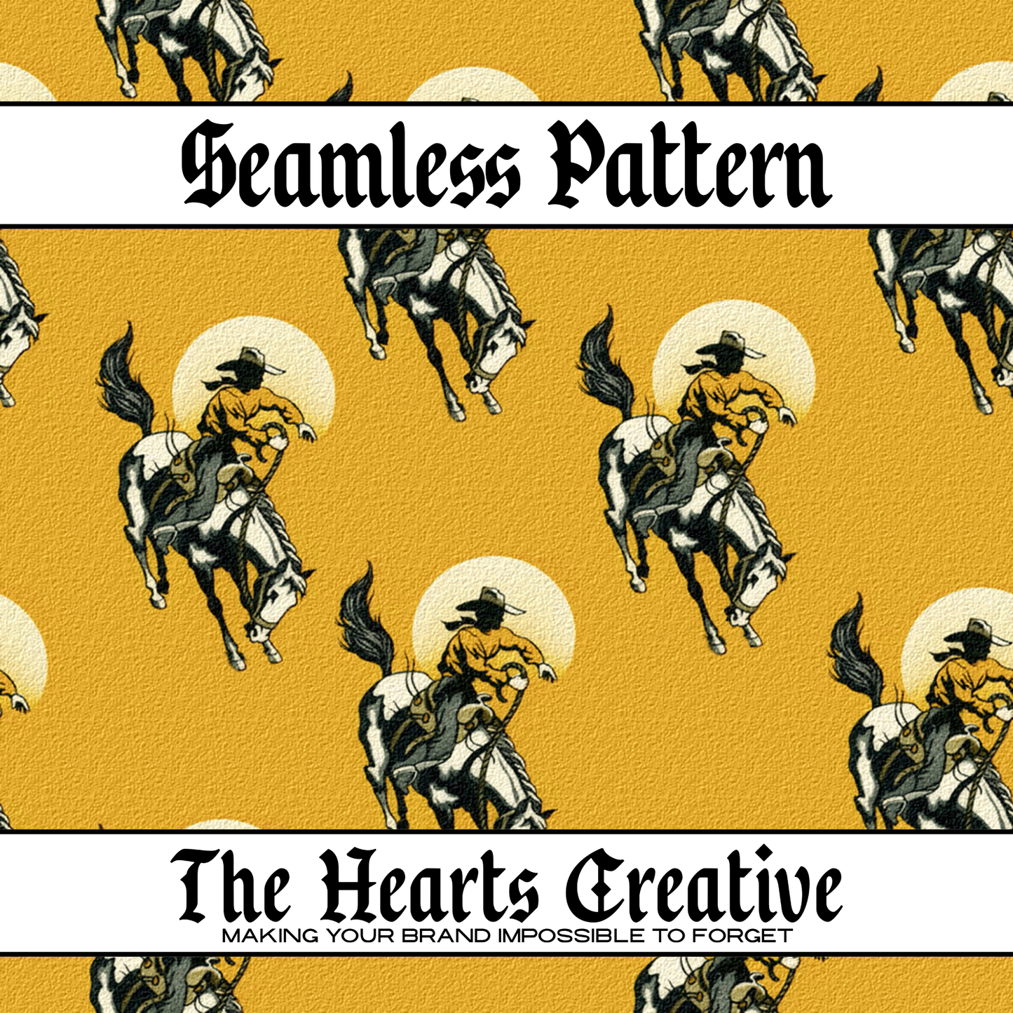 Vintage Cowboy Sun Seamless Pattern