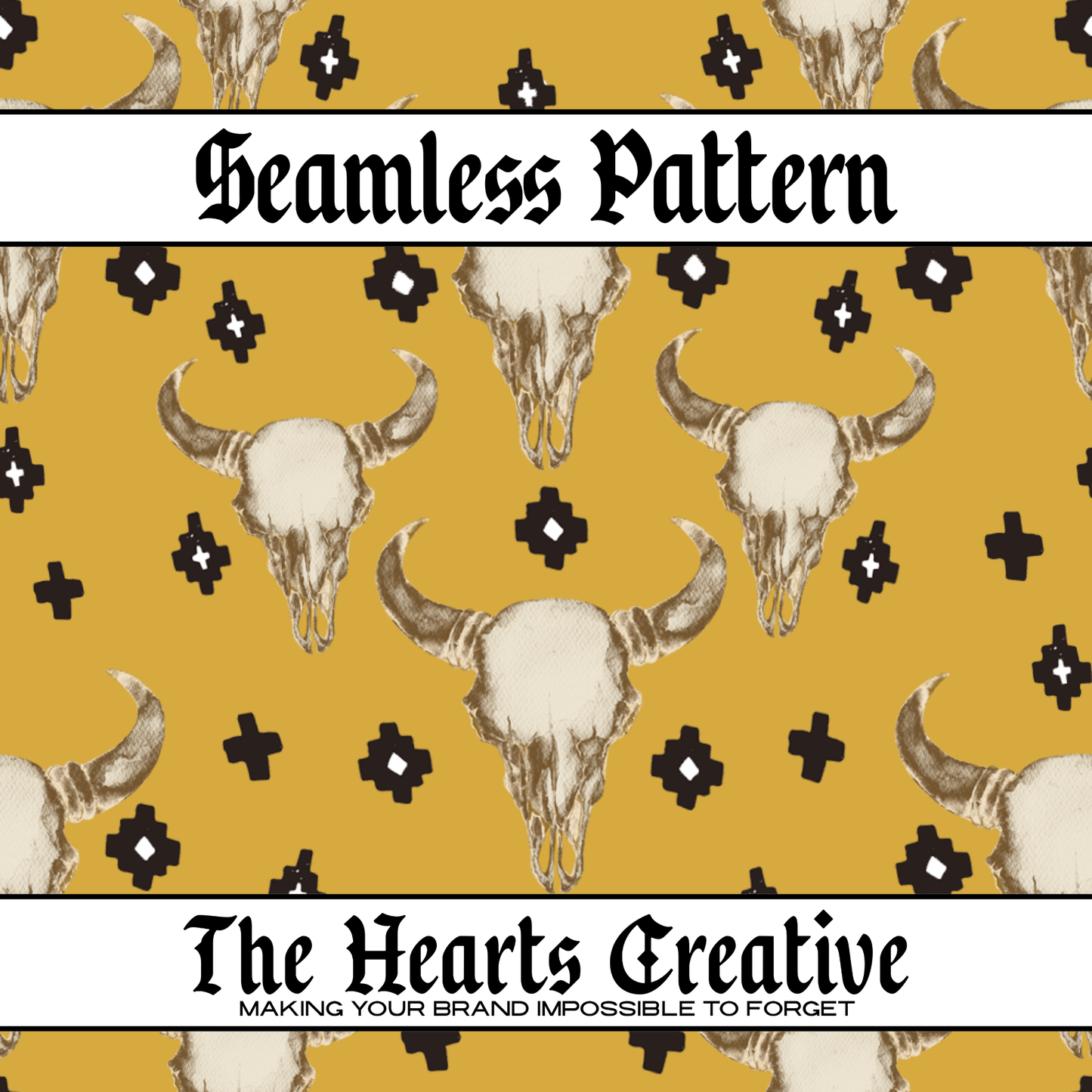 Aztec Skulls Yellow Seamless Pattern