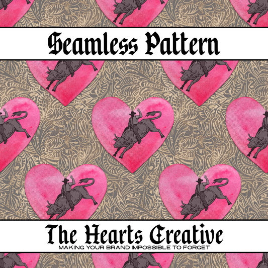 Leather Cowboy Hearts Seamless Pattern