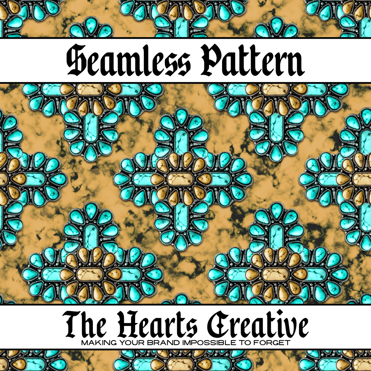 Turquoise Stone Cross Seamless Pattern