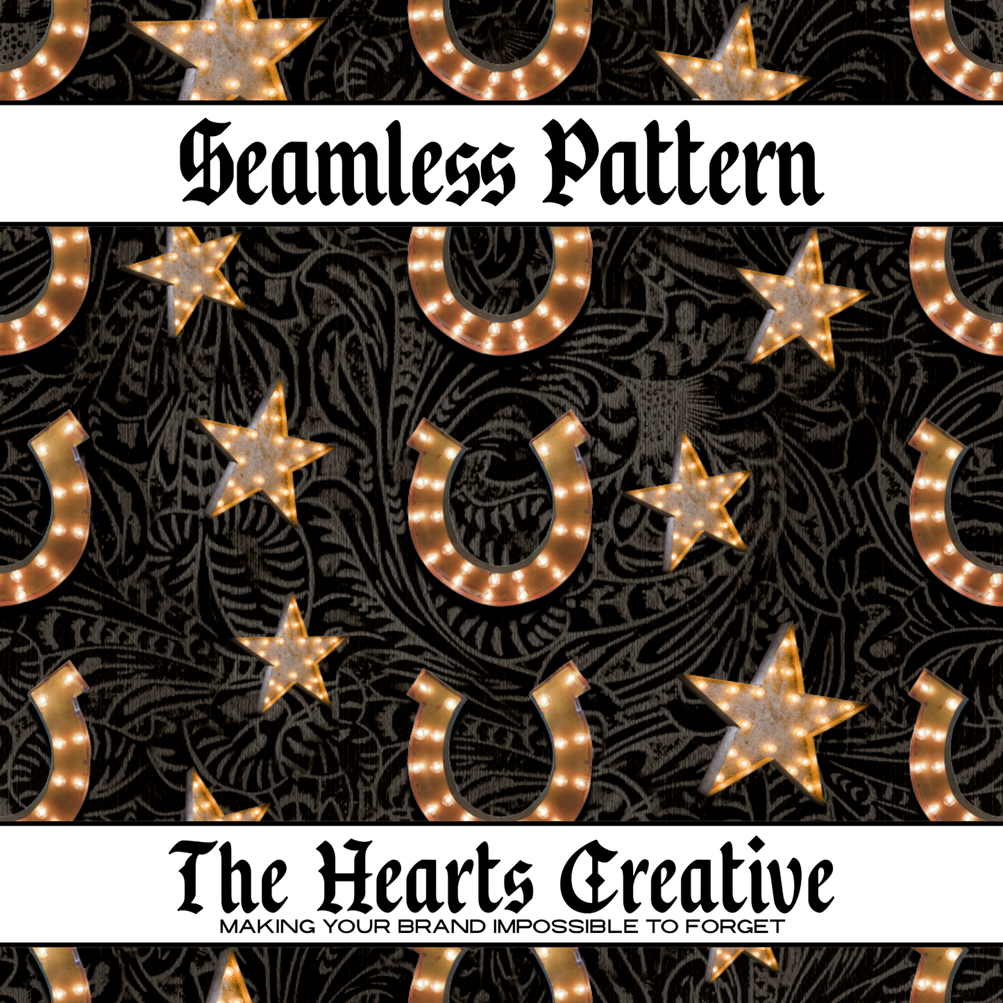 Horseshoes & Stars Seamless Pattern