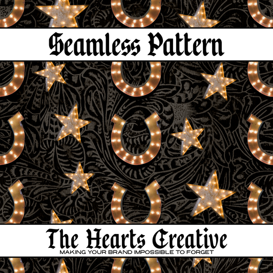 Horseshoes & Stars Seamless Pattern