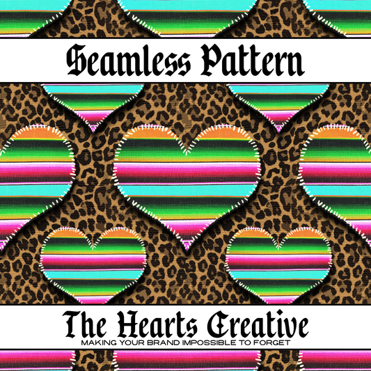 Leopard Serape Hearts Seamless Pattern